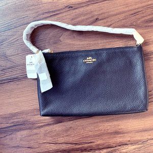 COACH Black Leather Large Wristlet